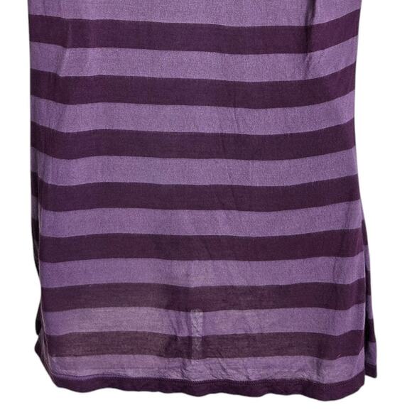 Banana Republic Womens Striped Shirt Size Medium Purple Cowl Neck Short Sleeve - Picture 6 of 7